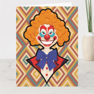 Spooky Clown Retro Creepy Colorful Halloween Card