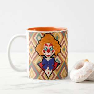 Spooky Clown Retro Halloween Creepy Circus Fun Two-Tone Coffee Mug
