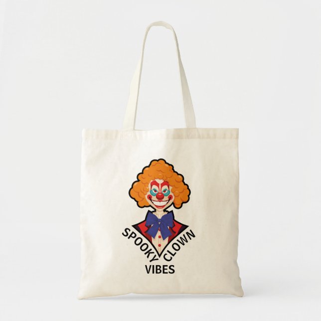 Spooky Clown Vibes Creepy Retro Circus Halloween Tote Bag (Front)