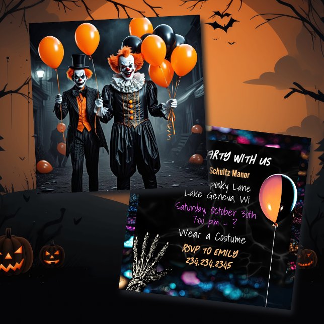 Spooky Clowns Holding Balloons Halloween Party (Creator Uploaded)