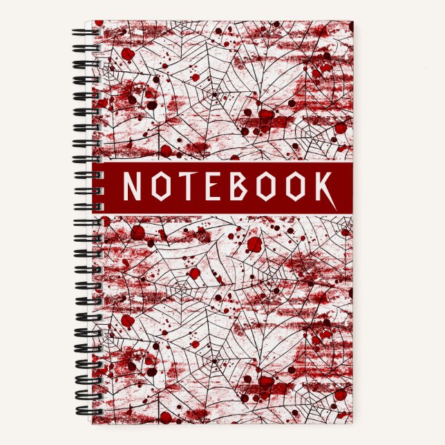 Spooky Cobwebs and Red Splatters Halloween Notebook (Front)