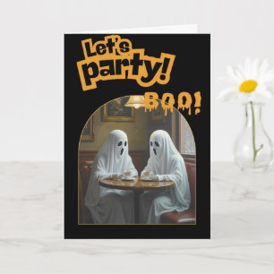 Spooky Coffee Date Ghost Halloween Invitation