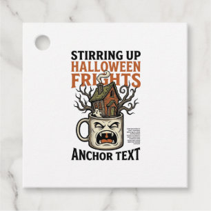 Spooky Coffee Halloween Haunted Mug Graphic Shirt_ Favor Tags