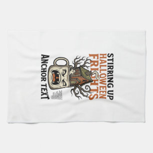 Spooky Coffee Halloween Haunted Mug Graphic Shirt_ Kitchen Towel