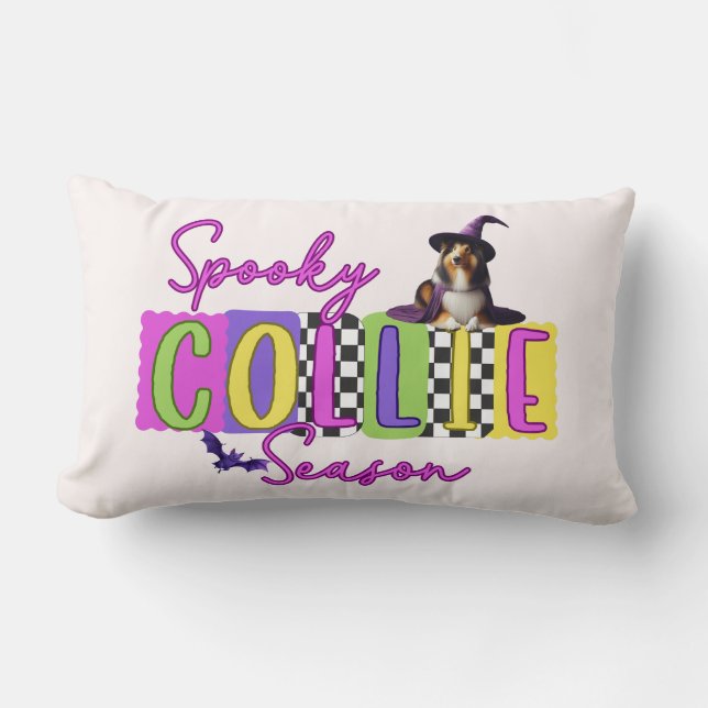 Spooky Collie Halloween Pillow (Front)