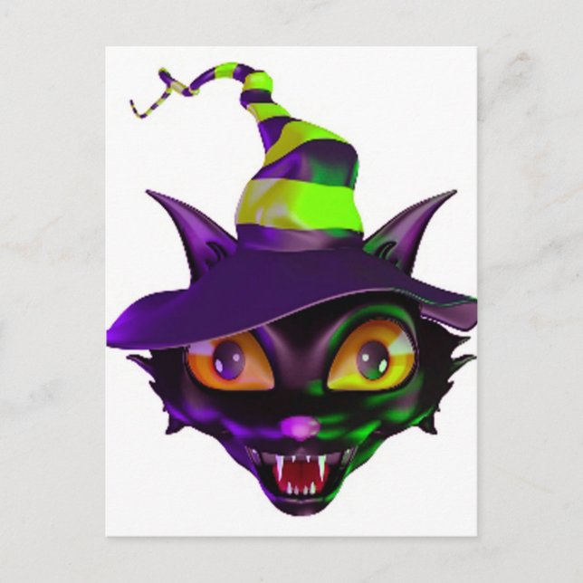 Spooky Colorful Cat Postcard (Front)