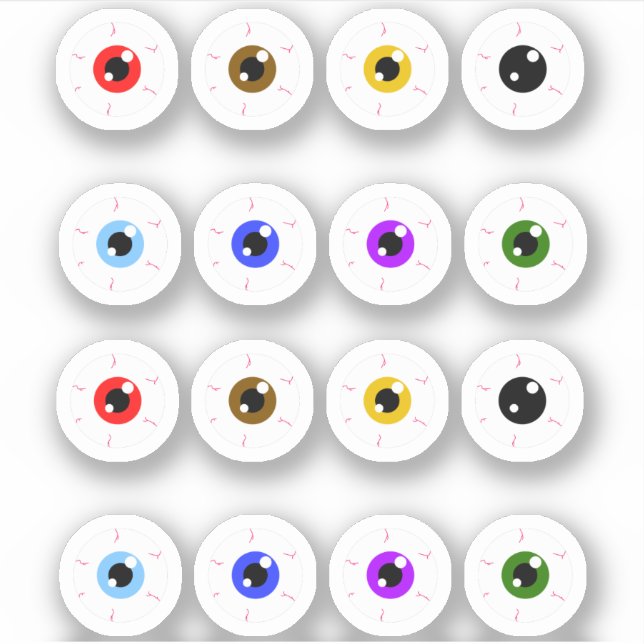 Spooky Colorful Eyeballs Sticker (Front)