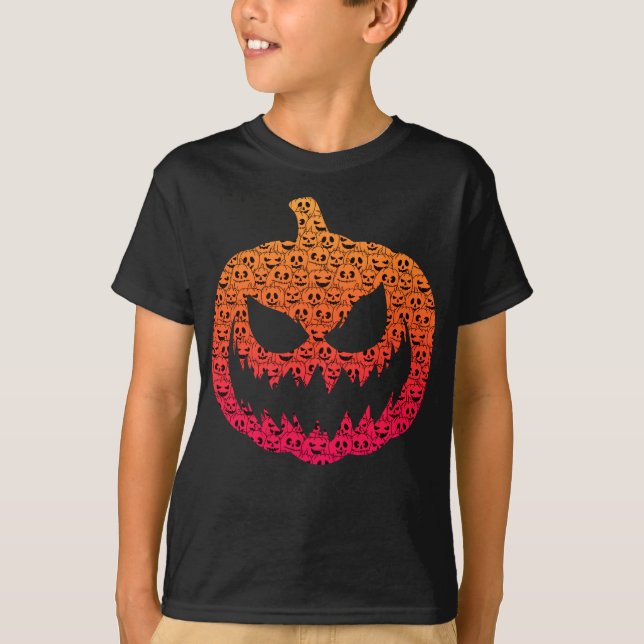 Spooky Colorful Pumpkins - Halloween Pattern T-Shirt (Front)