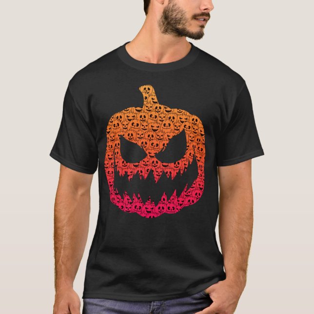 Spooky Colorful Pumpkins - Halloween Pattern T-Shirt (Front)