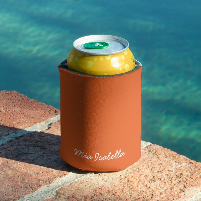 Spooky Colors - Deep Orange Custom Name Can Cooler (In Situ Pool)