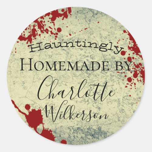 Spooky Concrete and Blood Splatter Halloween Classic Round Sticker