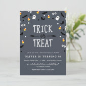 Spooky Confetti Halloween Birthday Invitations (Standing Front)