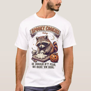 Spooky Cookies Halloween Vintage Raccoon Bakery T-Shirt