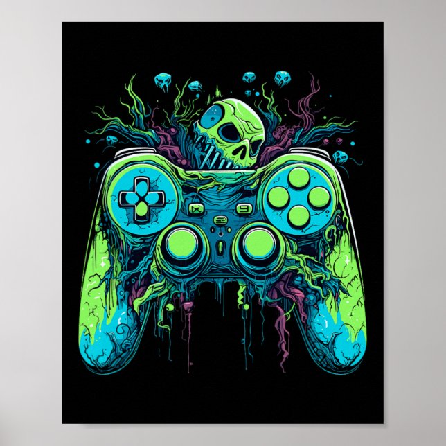 Spooky Cool Gaming Controller Video Game 1  Poster (Front)