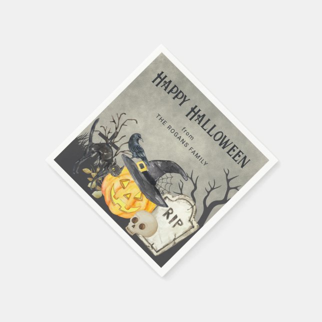 Spooky Costumes and Cocktails Halloween  Napkins (Corner)