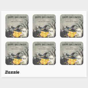 Spooky Costumes and Cocktails Halloween Square Sticker