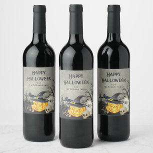 Spooky Costumes and Cocktails Halloween Wine Label