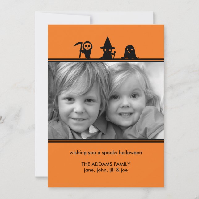 Spooky Costumes Halloween Photo Card (Front)