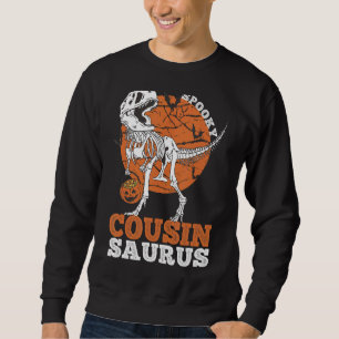 Spooky Cousin Saurus Dinosaur Skeleton rex Pumpkin Sweatshirt