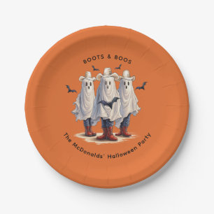 Spooky Cowboy Ghosts Halloween Party Paper Plates