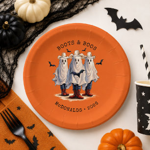 Spooky Cowboy Ghosts Personalized Halloween Paper Plates