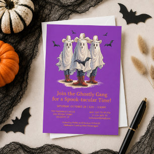 Spooky Cowboy Ghosts Western Halloween Invitation