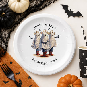 Spooky Cowboy Ghosts Western Halloween Paper Plates