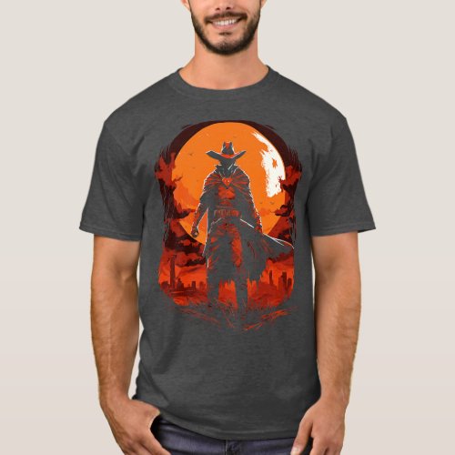 Spooky Cowboy Halloween Scary Sheriff Costume 1 T_Shirt