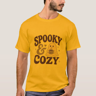 Spooky & Cozy Cute Halloween Coffee Design T-Shirt