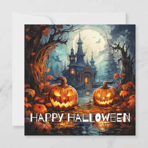 Spooky Creepy Castle Happy Halloween Card