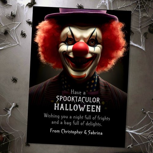Spooky Creepy Clown Halloween Greeting Holiday Card