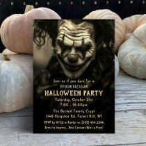 Spooky Creepy Clown Vintage Halloween Party Invitation