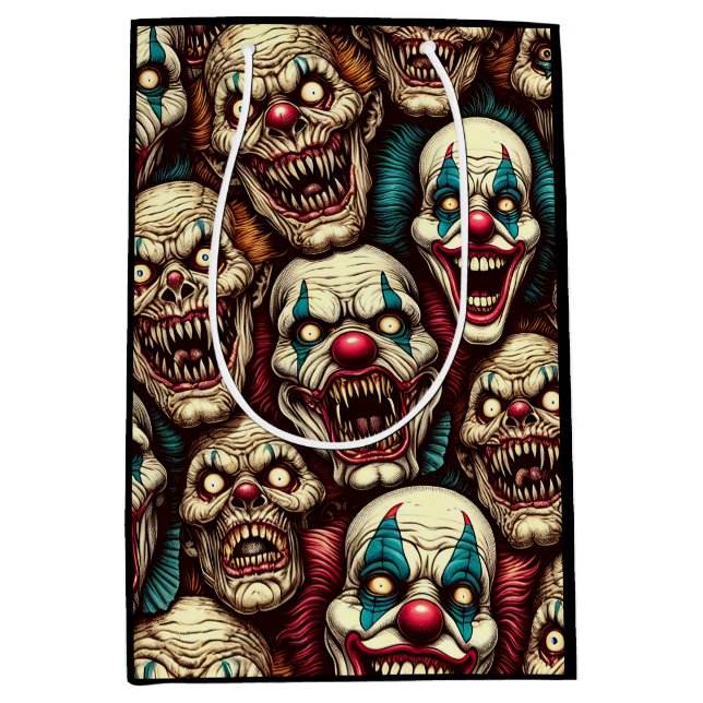 Spooky Creepy Clown Zombie Abandoned Carnival Medium Gift Bag (Front)