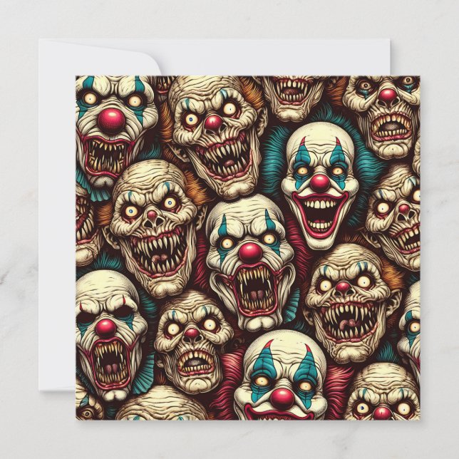 Spooky Creepy Clown Zombie Halloween Holiday Card (Front)