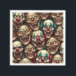 Spooky Creepy Clown Zombie Halloween Napkins<br><div class="desc">Here is some ai art depicting some creepy scary clowns with sharp teeth birthday or Halloween party paper plates.</div>