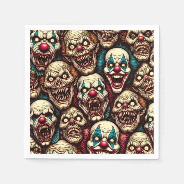 Spooky Creepy Clown Zombie Halloween Napkins (Front)
