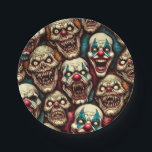 Spooky Creepy Clown Zombie Halloween Paper Plates<br><div class="desc">Here is some ai art depicting some creepy scary clowns with sharp teeth birthday or Halloween party paper plates.</div>
