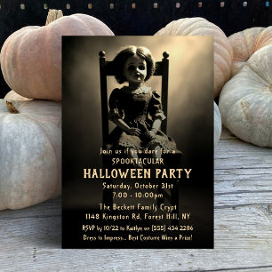 Spooky Creepy Doll Halloween Party Invitation