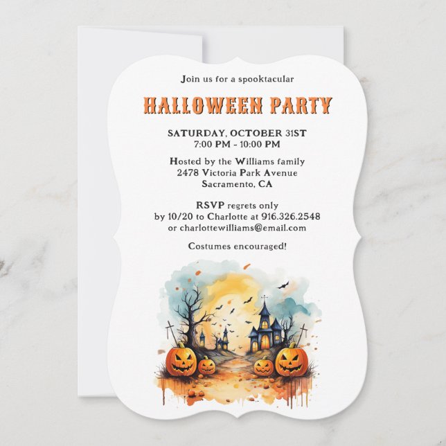 Spooky Creepy Pumpkins Halloween Party  Invitation (Front)