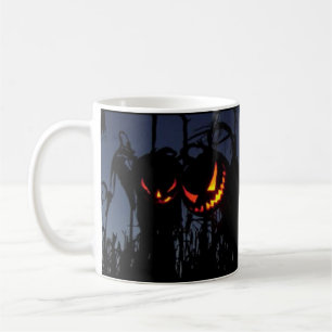 Spooky Creepy Scarecrow Halloween Jack O Lanterns Coffee Mug