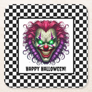 Spooky Creepy Scary Clown Halloween Paper Coaster