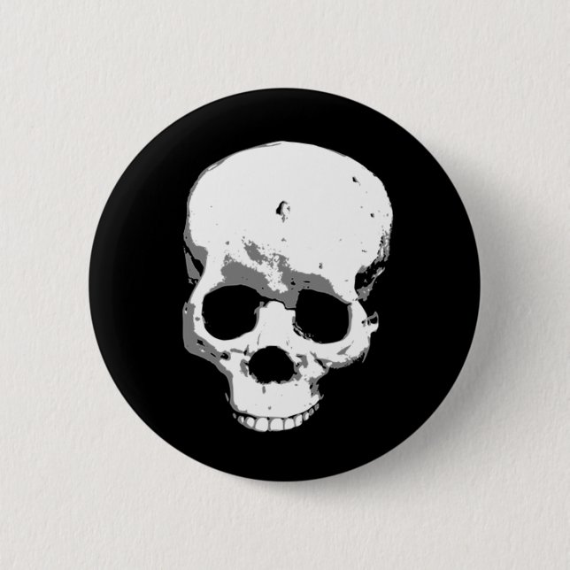 Spooky Creepy Skull Halloween Pin Button (Front)