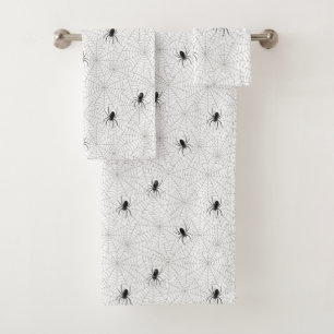 Spooky Creepy Spider Web Halloween Bath Towel Set
