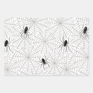 Spooky Creepy Spider Web Halloween Wrapping Paper Sheets