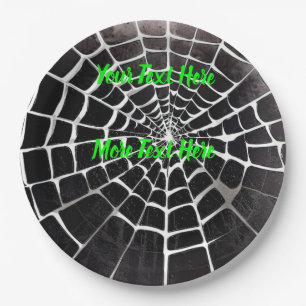Spooky Creepy Spiderweb Pattern Halloween Custom Paper Plates