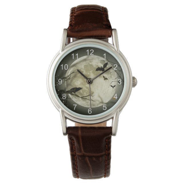 Spooky Crow & Bats Over Moon Watch (Front)