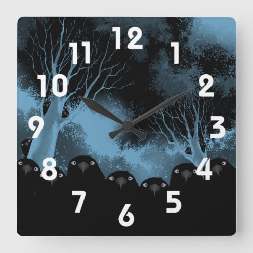 Spooky Crows Wall Clock