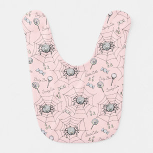 Spooky Cute, Baby Boo Spider Soft Pink Halloween Bib