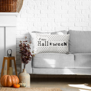 Spooky Cute Black and White Halloween  Lumbar Pillow
