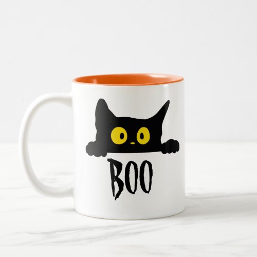 Spooky Cute Black Cat Boo Halloween Coffee Mug